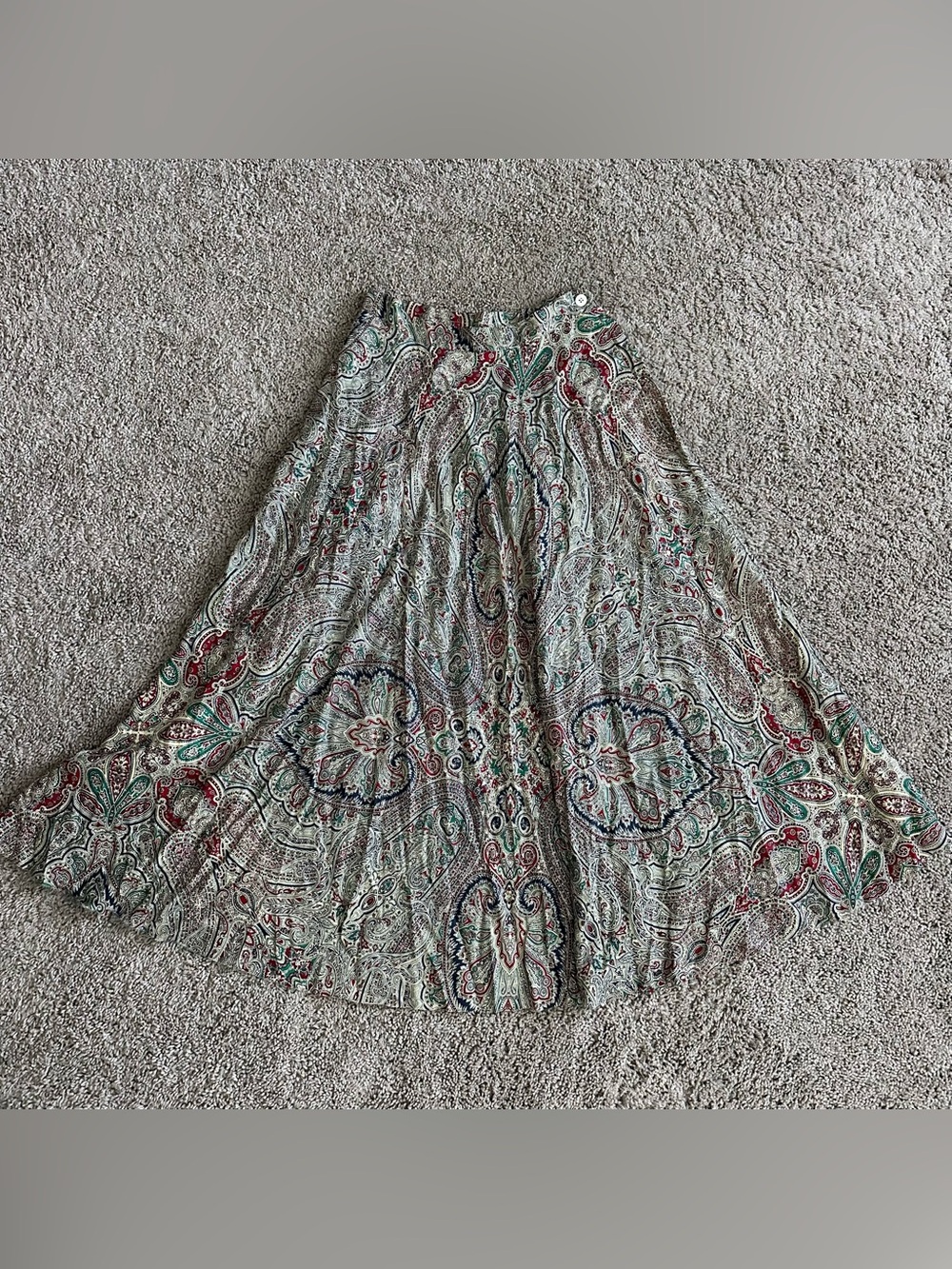Vintage Ralph Lauren Paisley Print Long Full Skirt Bohemian Gypsy Whimsigoth 90s